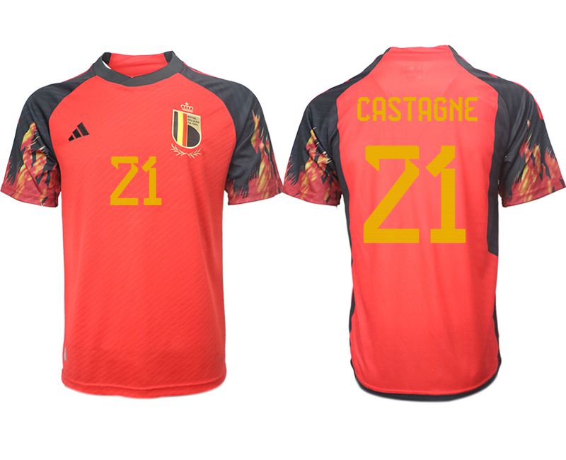 Men 2022 World Cup National Team Belgium home aaa version red #21 Soccer Jerseys